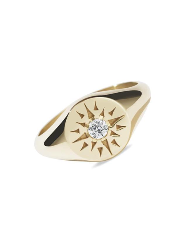 Womens Delphi Ursa Gold-Plated & Diamond Signet Ring Product Image