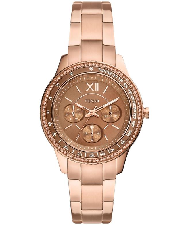 Fossil Womens Sport Multifunction Rose Gold Tone Stainless Steel Bracelet Watch 37mm - Rose Gold Tone Product Image