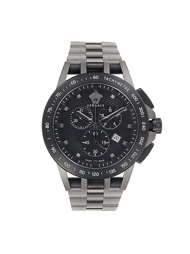 Men's 45mm Stainless Steel Chronograph Watch In Black Product Image