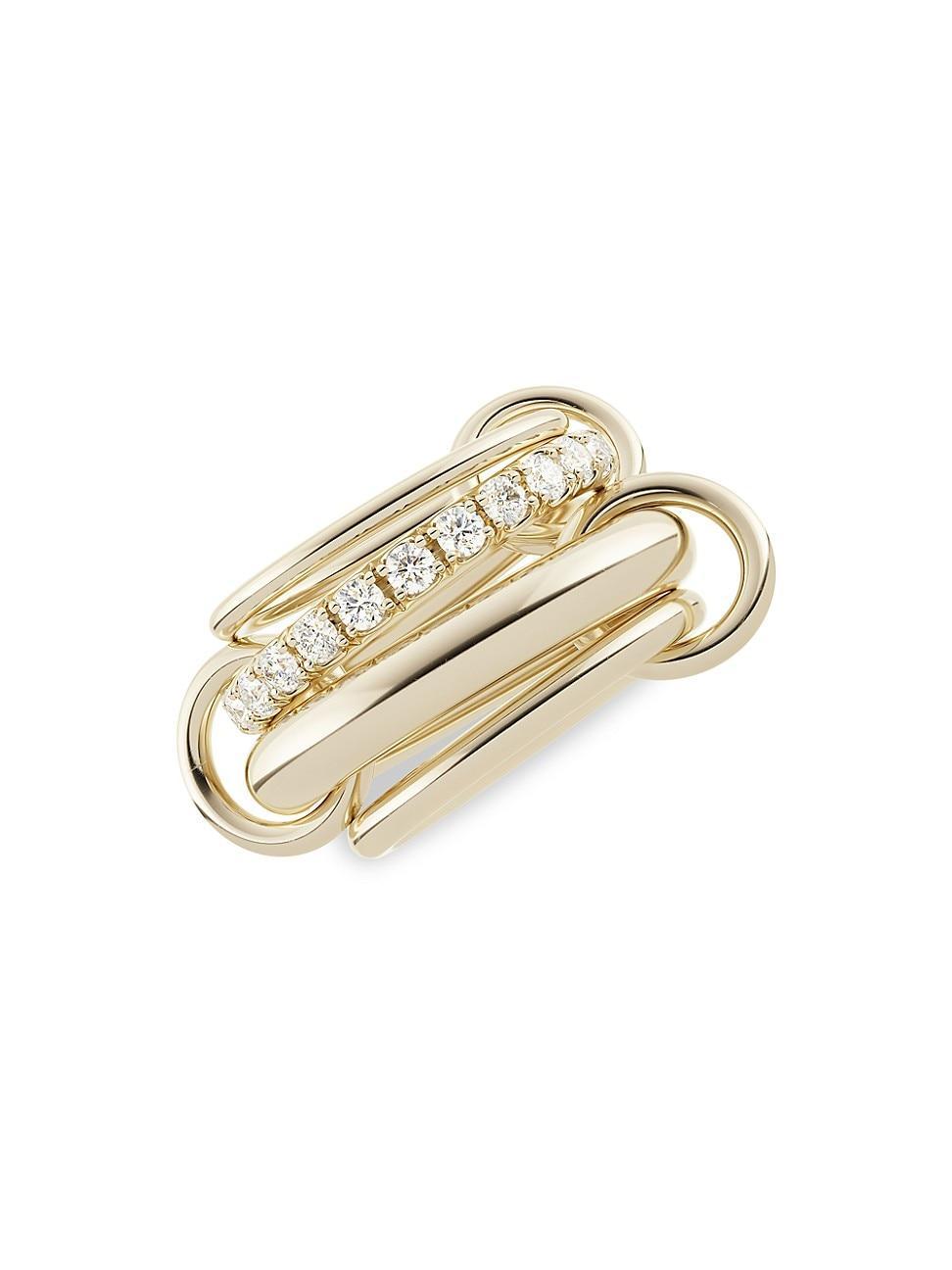 Womens Luna 18K Yellow Gold & Diamond 4-Link Ring Product Image