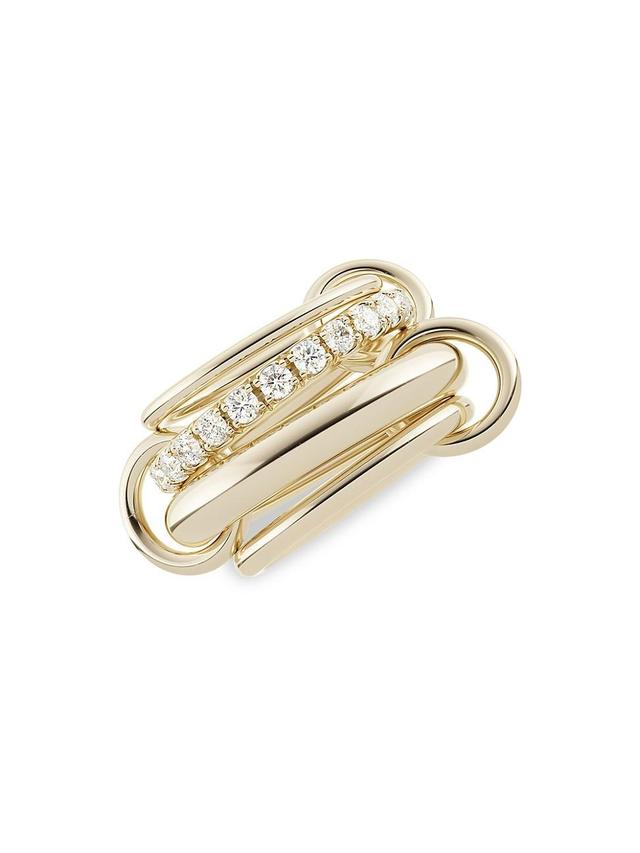 Womens Luna 18K Yellow Gold & Diamond 4-Link Ring Product Image