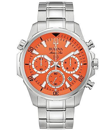 Bulova Mens Chronograph Marine Star Stainless Steel Bracelet Watch 44mm Product Image