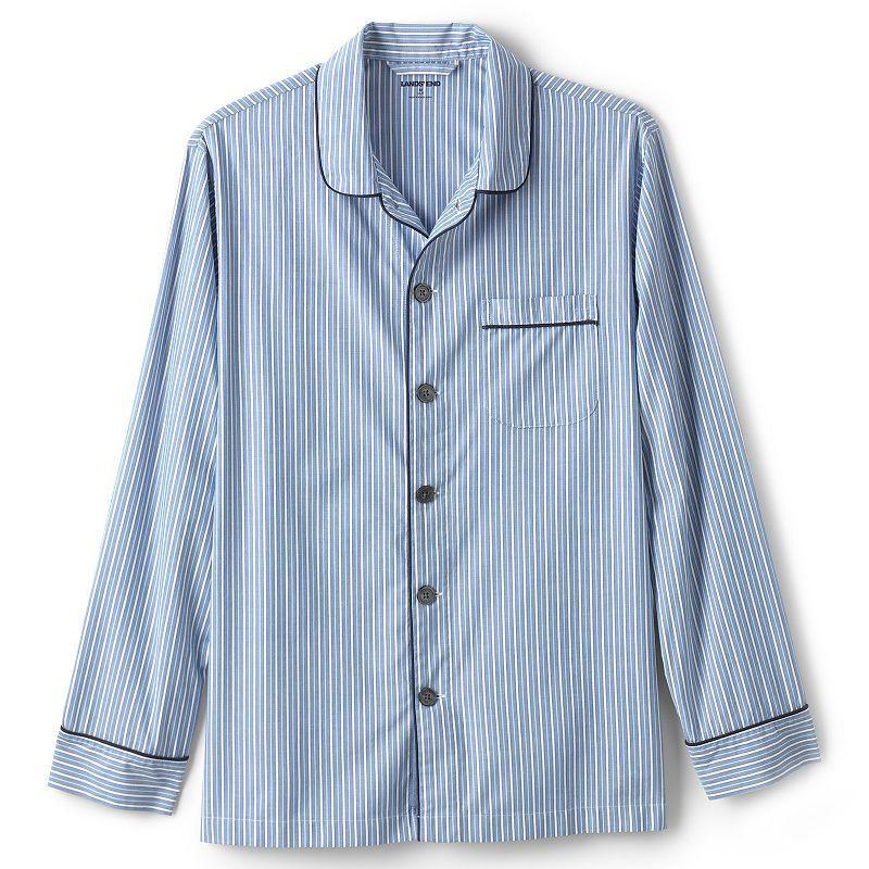 Big & Tall Lands End Broadcloth Pajama Sleep Shirt, Mens Blue Product Image