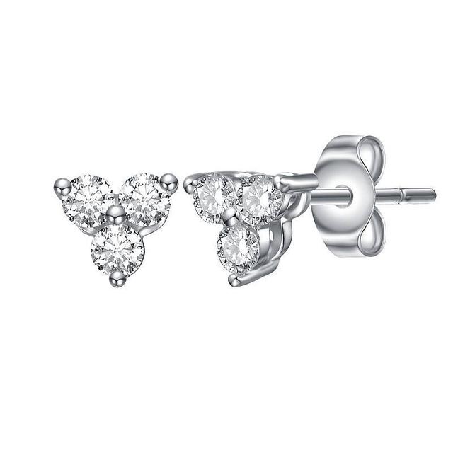 Stella Valentino Sterling Silver Lab-Created Moissanite Triple Cluster Stud Earrings, Womens Product Image