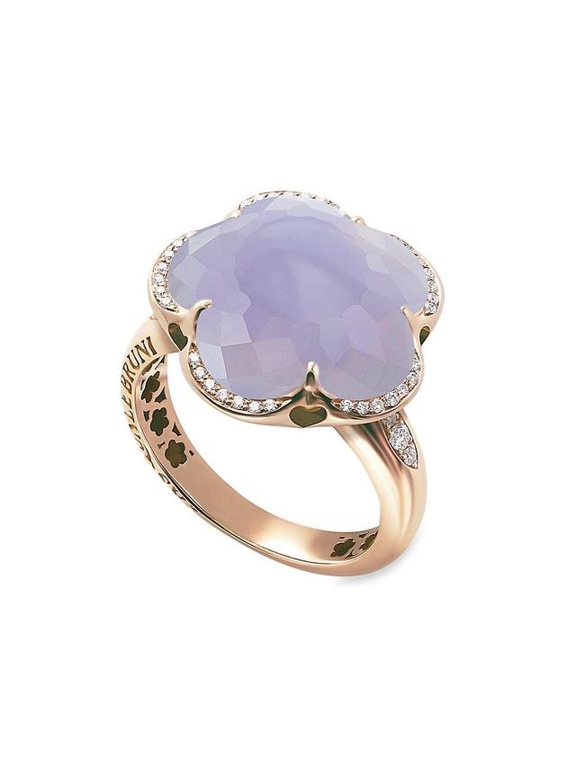 Womens Bon Ton 18K Rose Gold, Light Blue Chalcedony & Diamond Ring Product Image