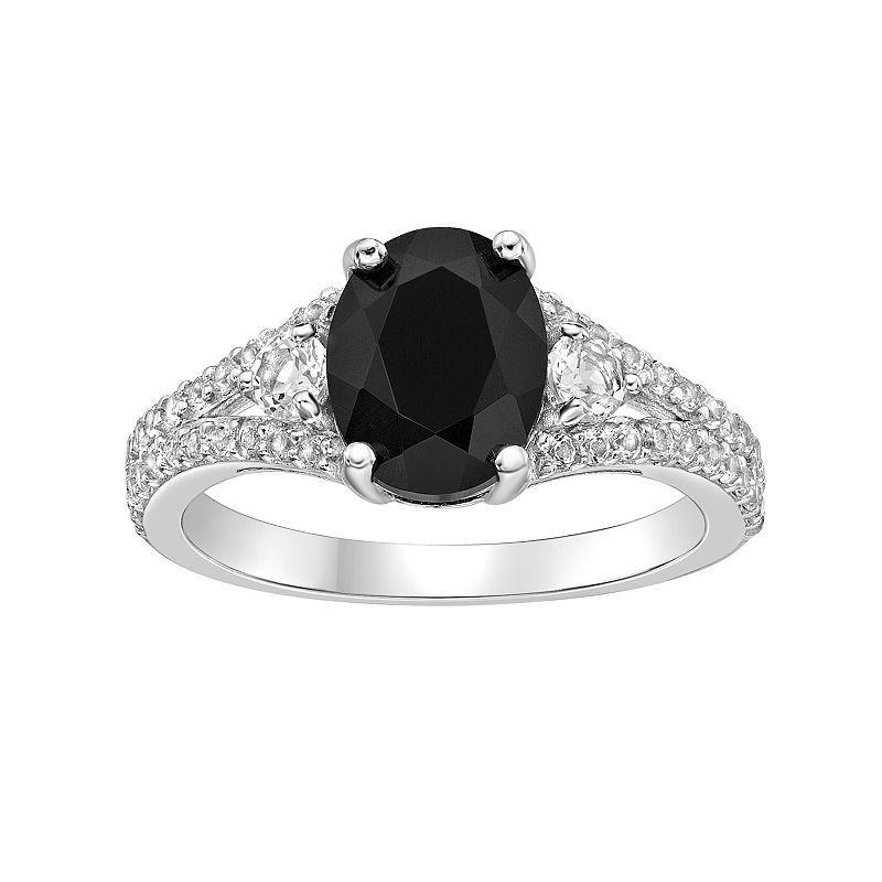 Gemminded Sterling Silver Black Onyx Oval Ring, Womens Product Image