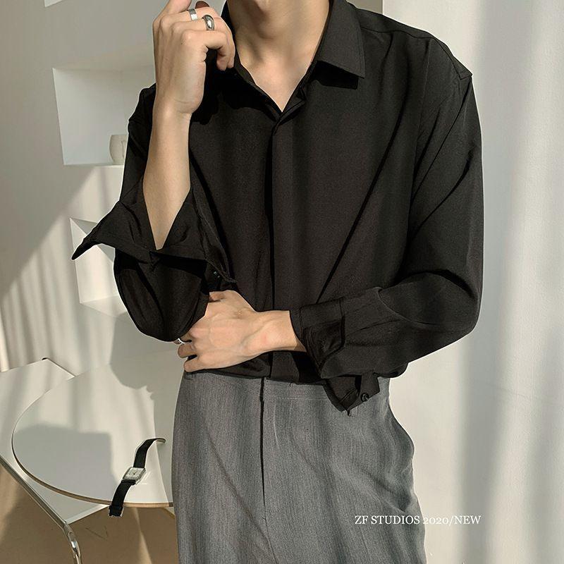 Long-Sleeve Plain Shirt Product Image