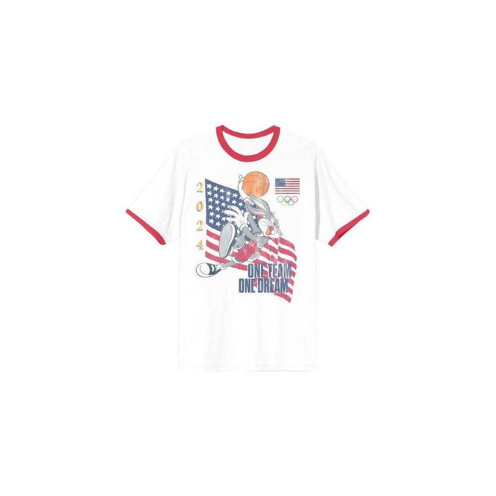 Mens Looney Tunes Team USA Short Sleeve Graphic T-Shirt - White Product Image