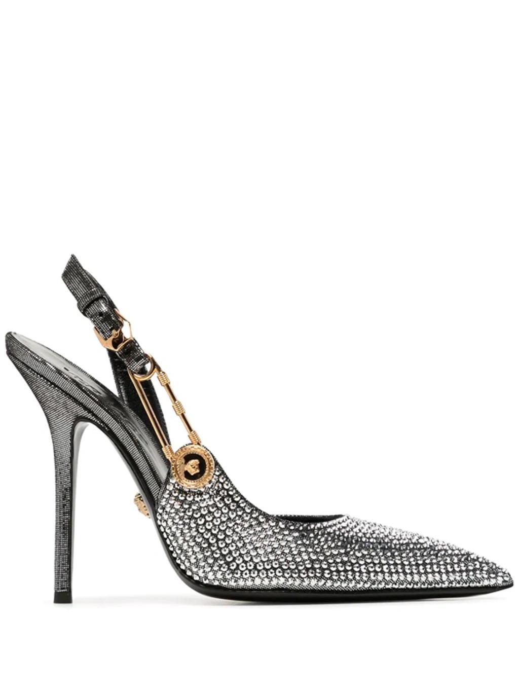 Safety Pin Embellished Slingback Pumps Product Image