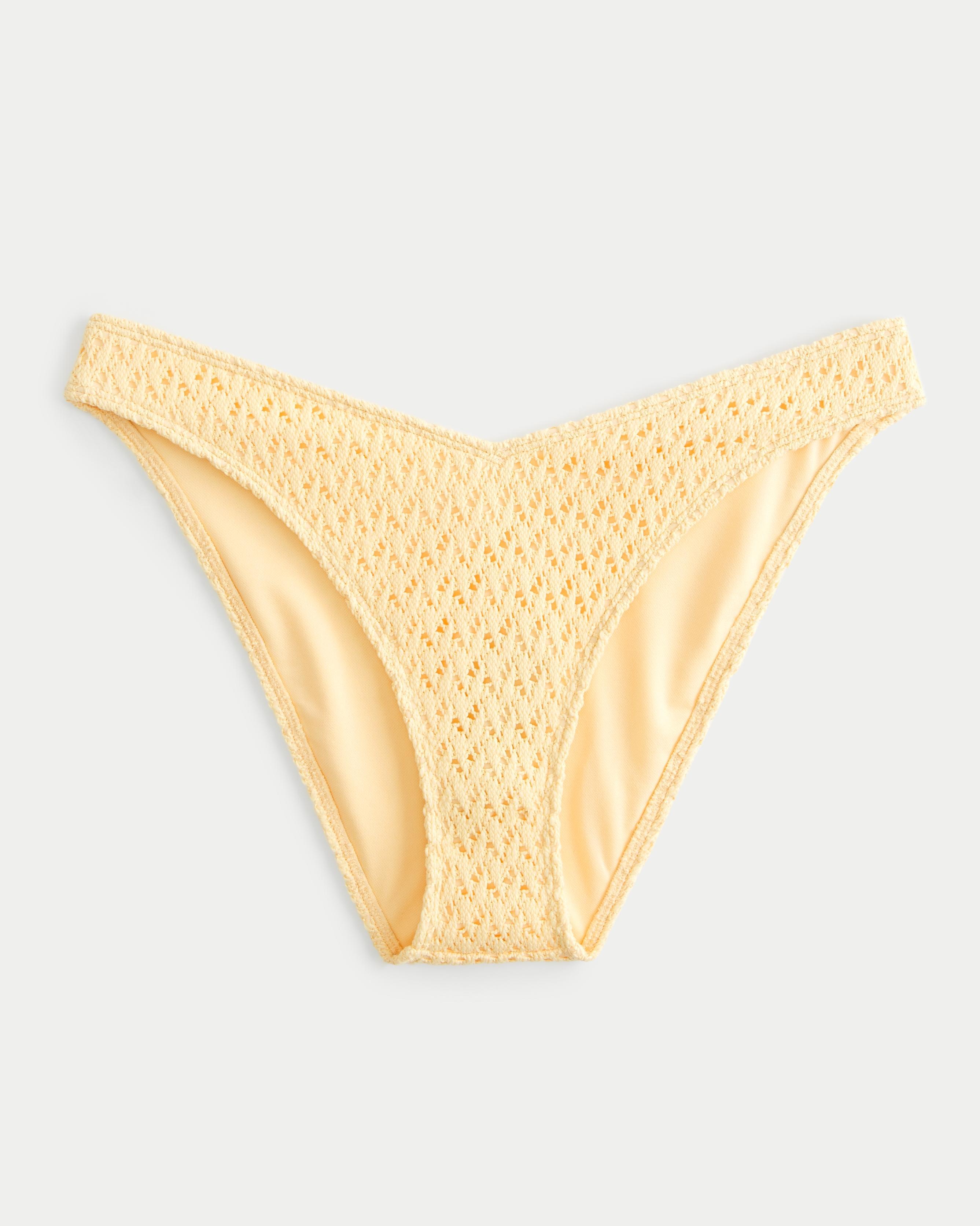 High-Leg Crochet-Style Cheeky Bikini Bottom Product Image