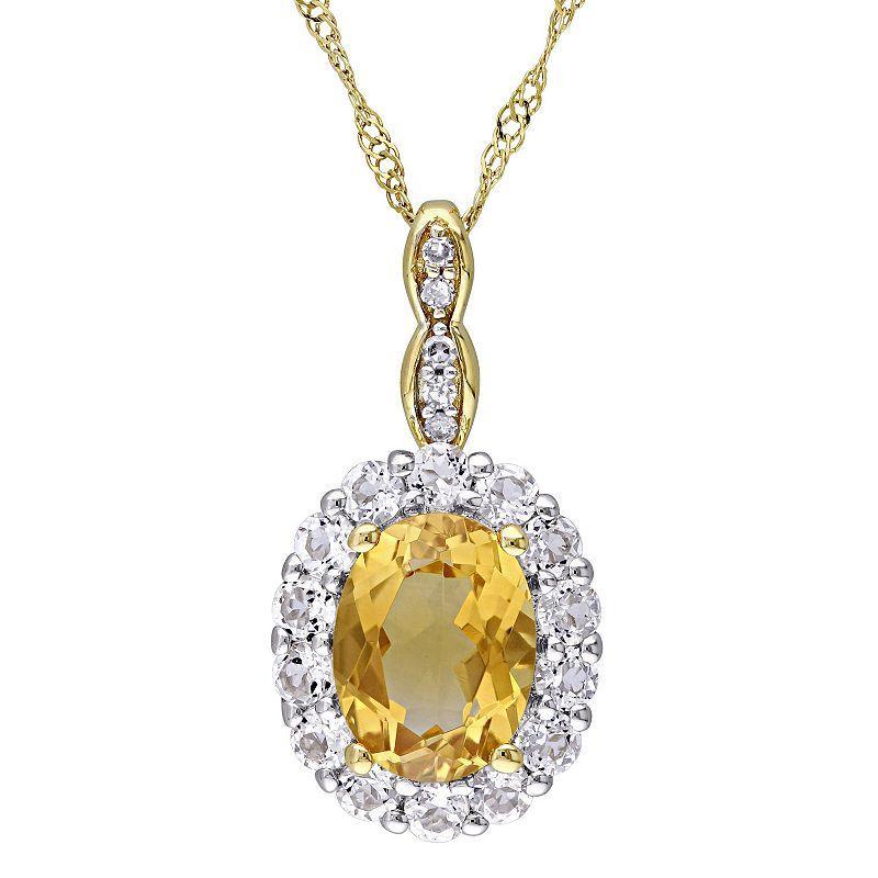 Stella Grace 14k Gold Citrine, White Topaz & Diamond Accent Vintage Pendant Necklace, Womens Product Image