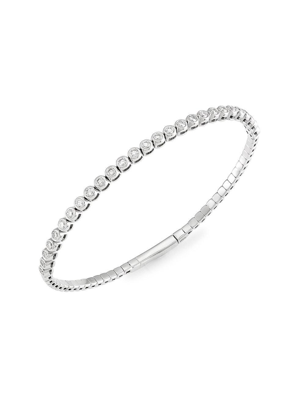 Womens 14K White Gold & 0.75 TCW Diamond Bangle Product Image