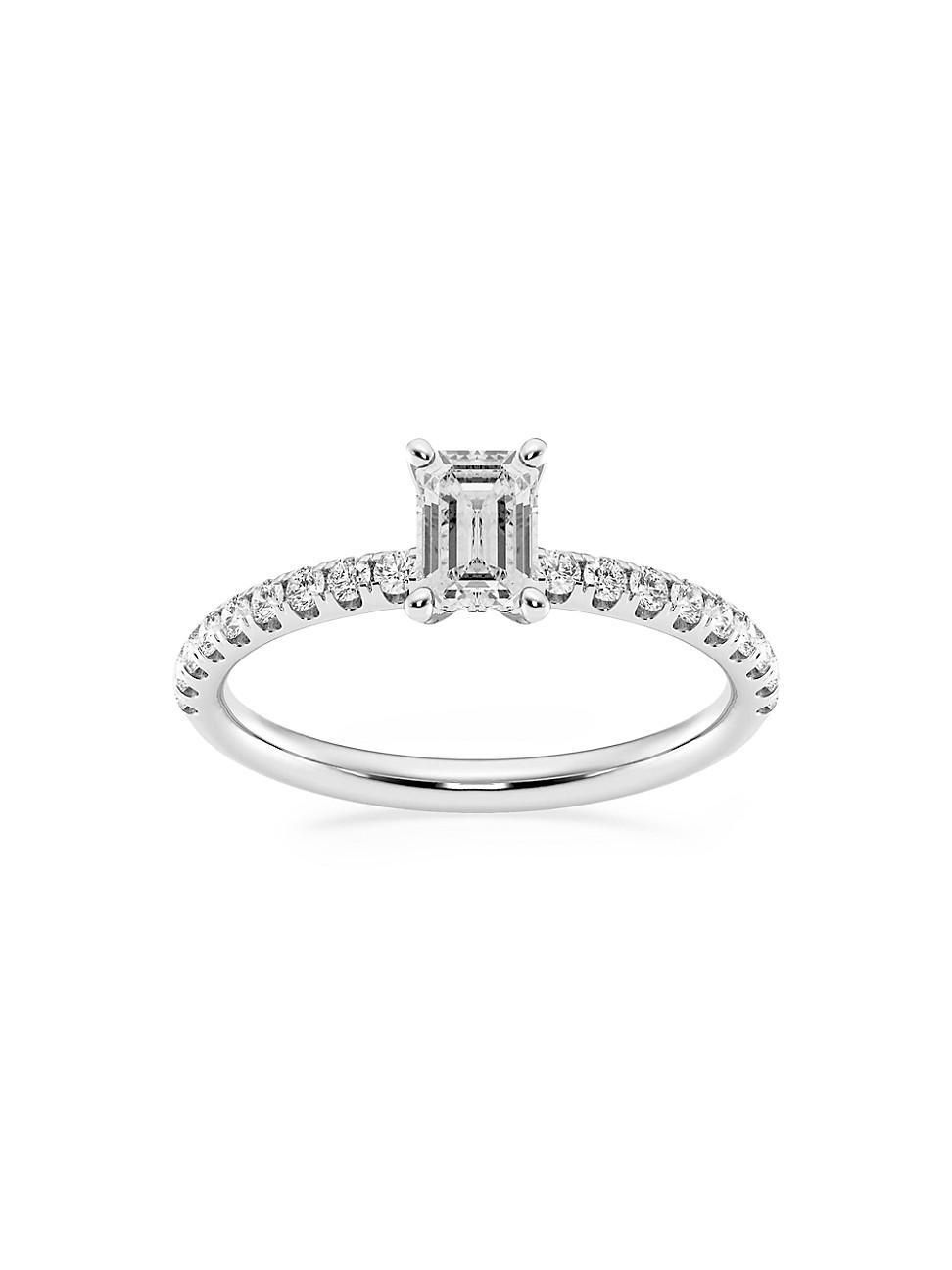 Womens 14K White Gold & Emerald-Cut Lab-Grown Diamond Hidden Halo Ring/0.80-3.41 TCW Product Image