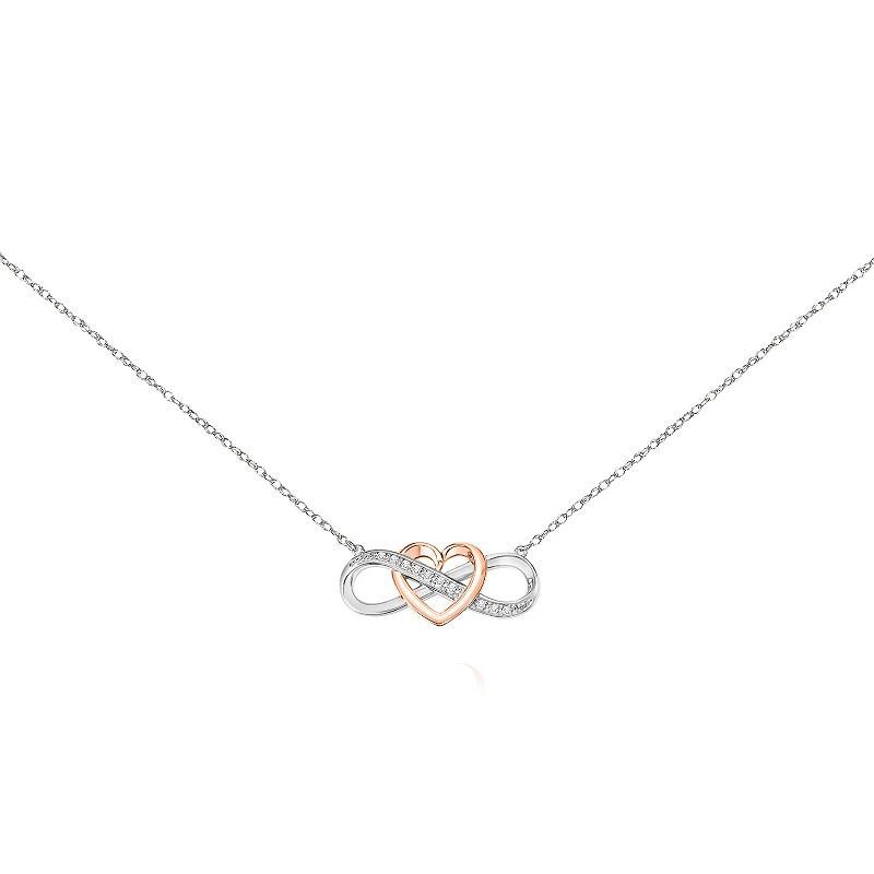 18k Rose Gold Over Silver Diamond Accent Infinity Heart Necklace, Womens Sterling Product Image