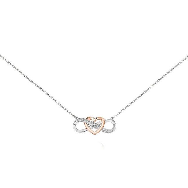 18k Rose Gold Over Silver Diamond Accent Infinity Heart Necklace, Womens Sterling Product Image