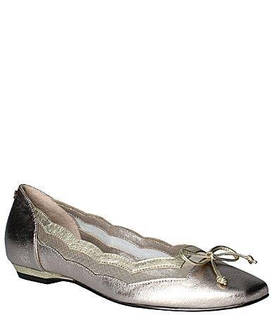 J. Renee Codda Metallic Leather Square Toe Bow Dress Flats Product Image