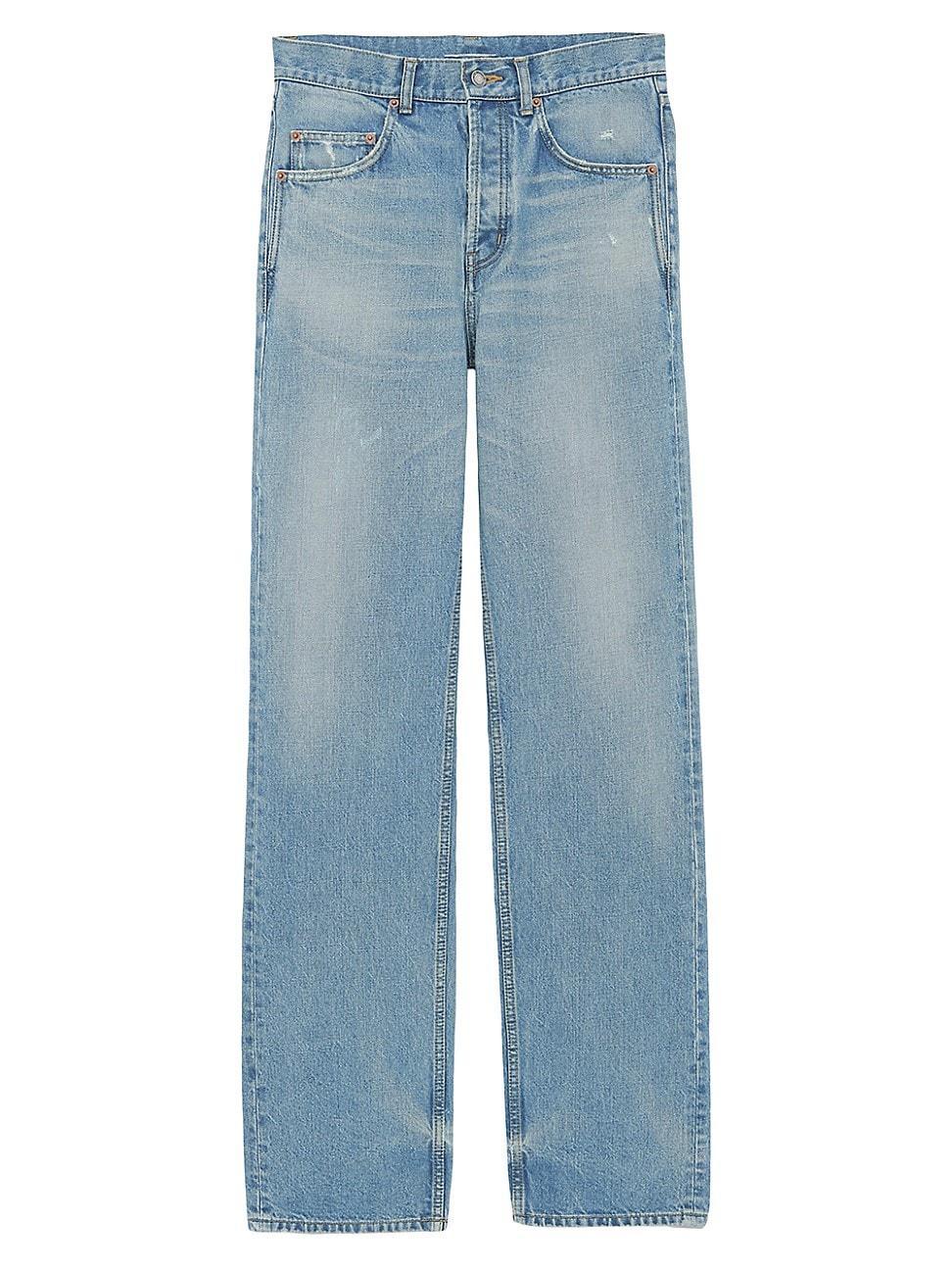 Womens Long Baggy Jeans In Charlotte Blue Denim product image