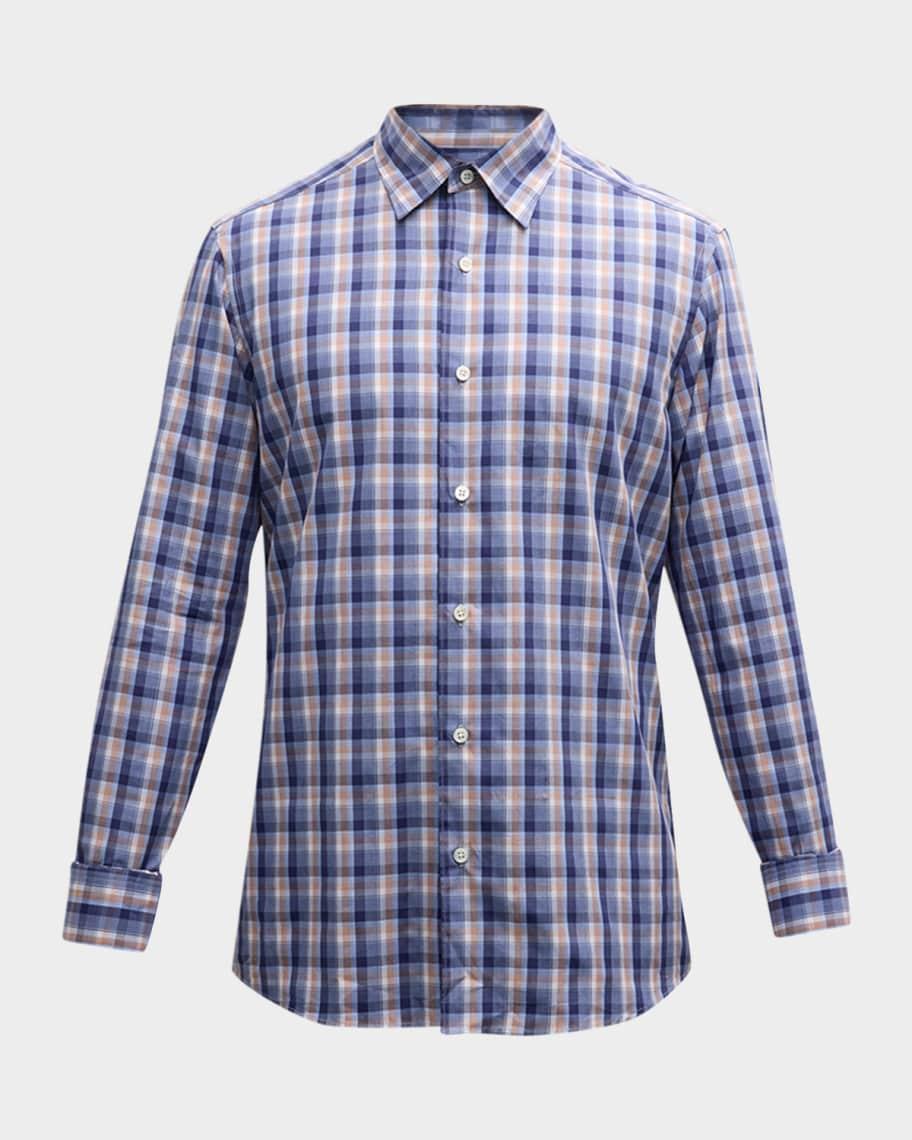 Men's Classic-Fit Cotton Check Sport Shirt Product Image