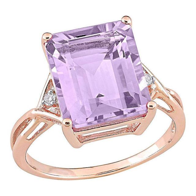 Stella Grace 18k Rose Gold Over Silver Rose de France Amethyst & White Topaz Cocktail Ring, Womens Pink Tone Product Image