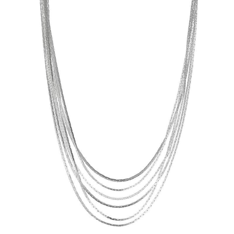 Nine West Silver Tone 17 in. Twisted Multi-Row Necklace, Womens Product Image