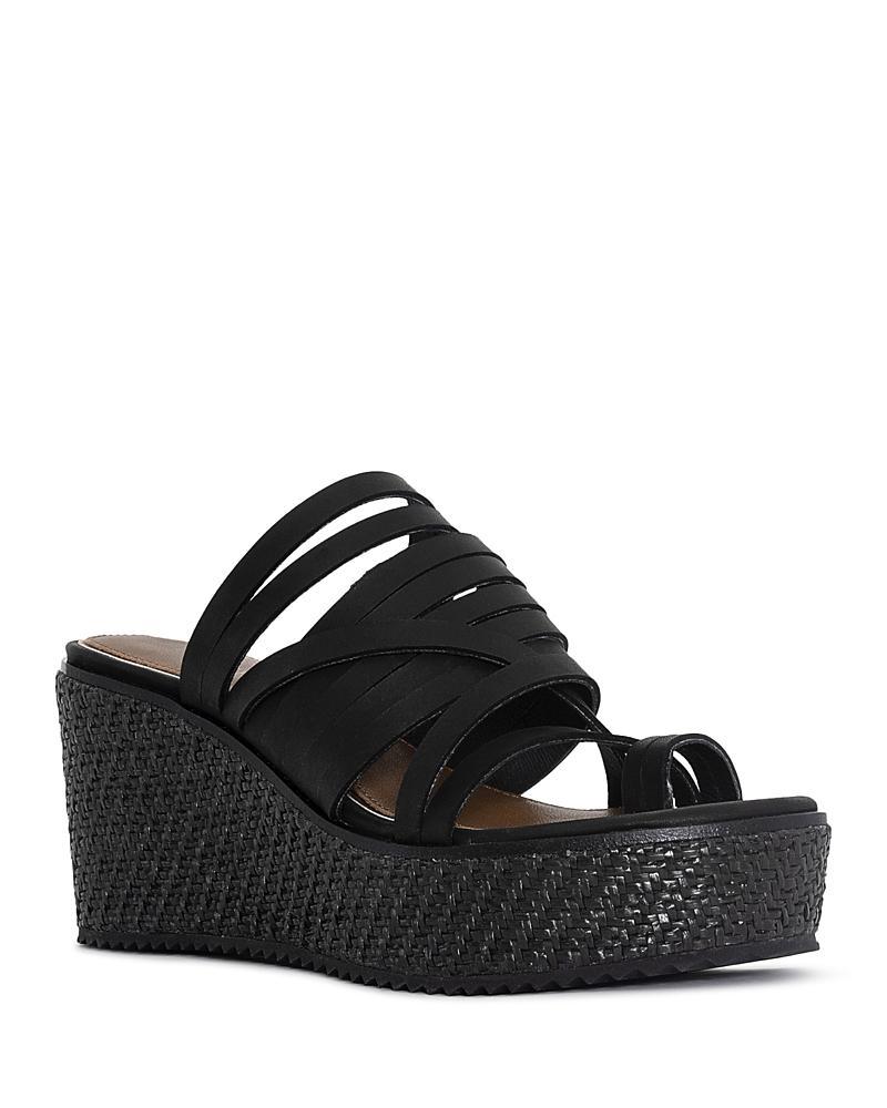 Donald Pliner Womens Leather Toe Loop Wedge Slide Sandals Product Image