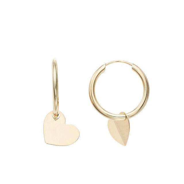 14k Gold Endless Hoop Heart Earrings, Womens Product Image