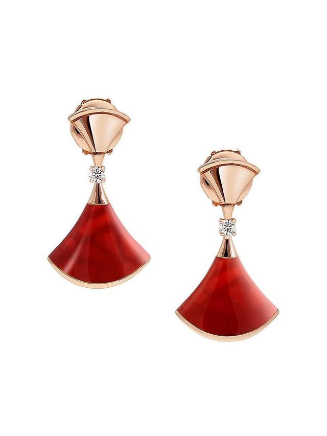 Womens Divas Dream 18K Rose Gold Earrings, Carnelian & Diamond Earrings Product Image