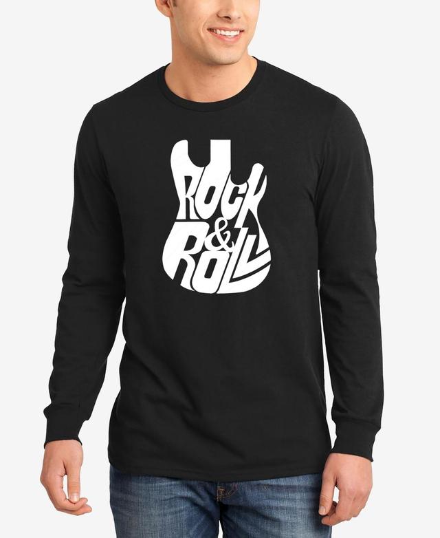 La Pop Art Rock And Roll Guitar - Mens Word Art Long Sleeve T-Shirt Product Image