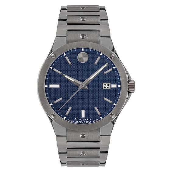 Men's Movado SE Gunmetal Grey PVD Automatic Watch with Blue Dial (Model: 0607553) Product Image