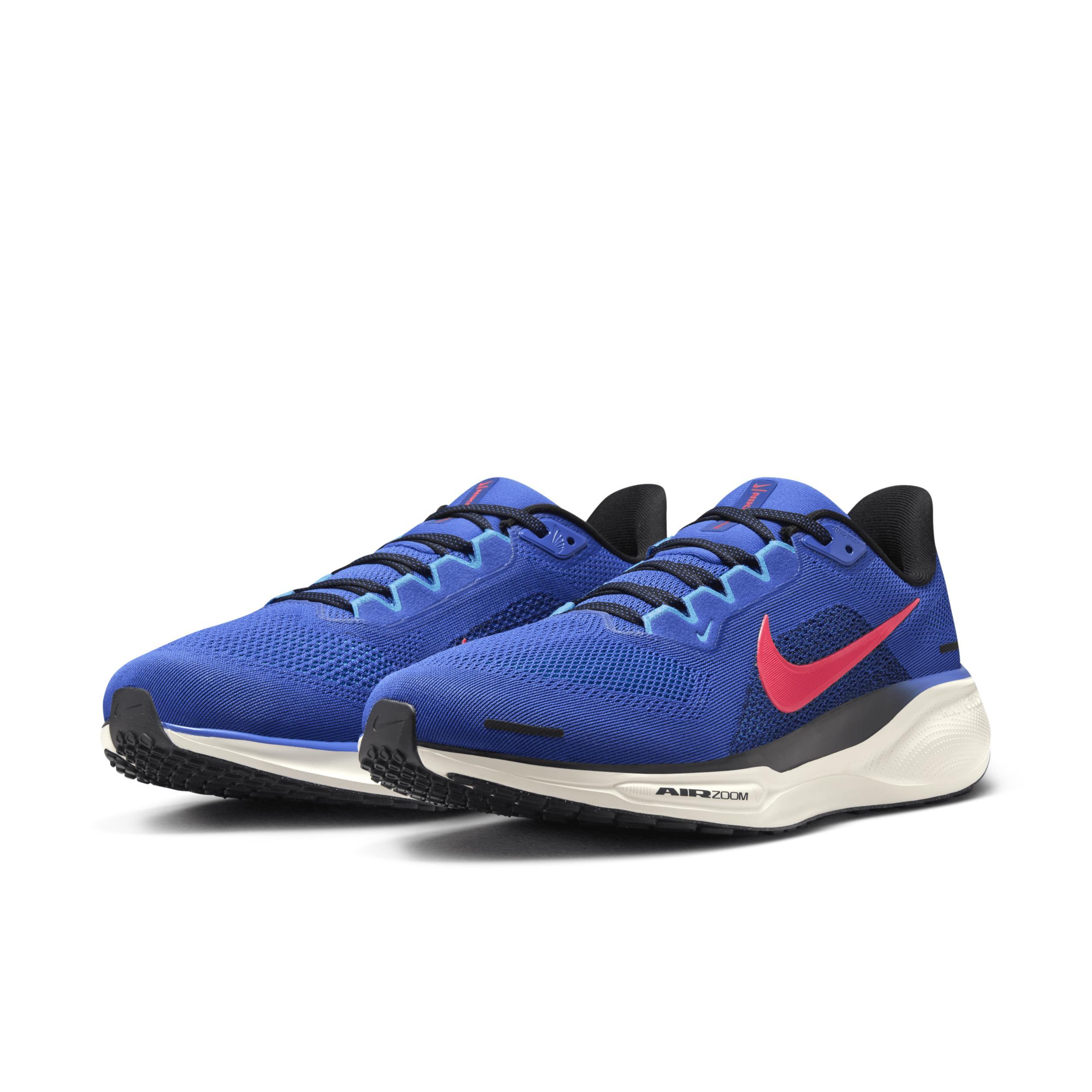 Nike Mens Nike Zoom Pegasus 41 Wide - Mens Shoes Black/Astronomy Blue/Hot Punch Product Image