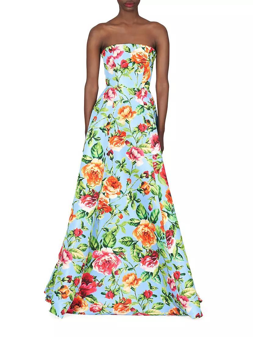 Floral Strapless A-Line Gown Product Image