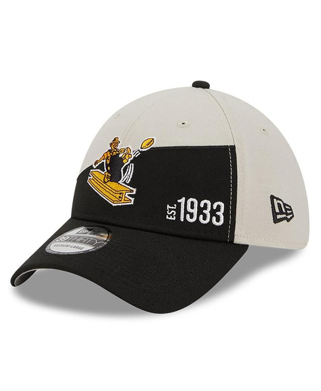 Mens New Era Cream/Black Pittsburgh Steelers 2023 Sideline Historic 39THIRTY Flex Hat Product Image