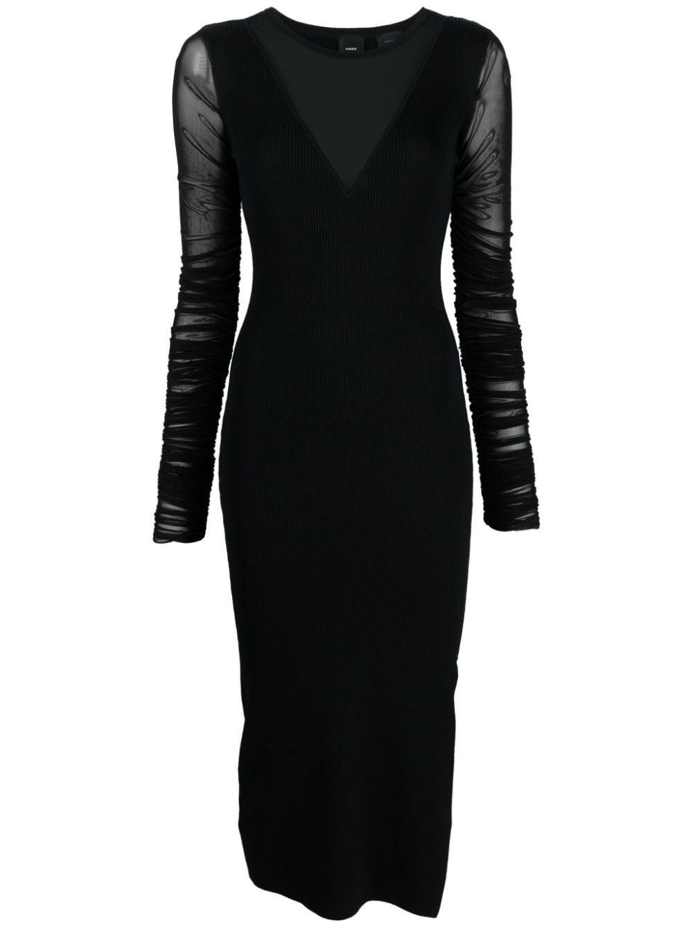 panelled ribbed-knit midi dress product image