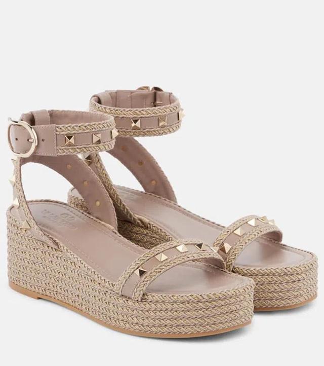 Rockstud Torchon Espadrille Wedge Sandal In Pink Product Image