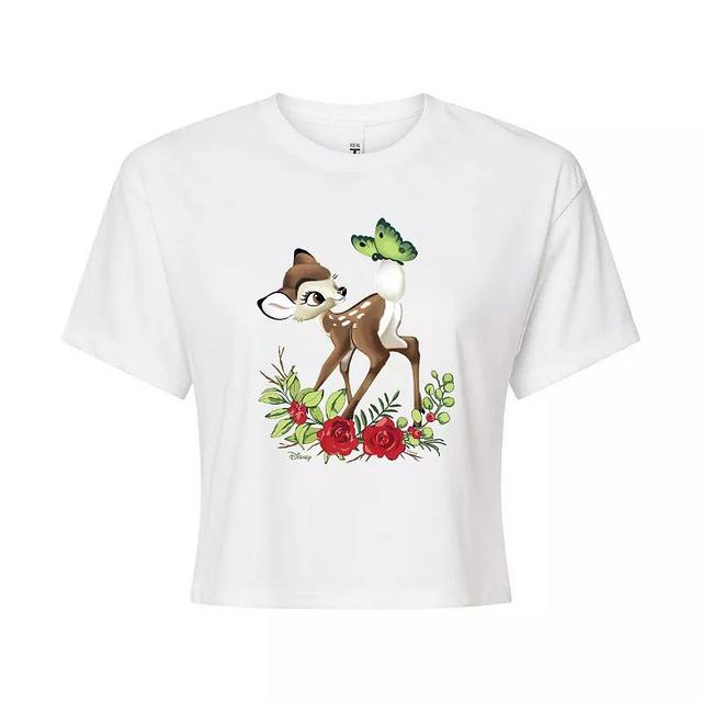 Disneys Bambi Womens Butterfly Cropped Tee, Girls Product Image