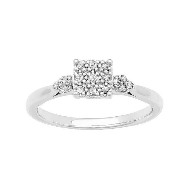 Love Always Sterling Silver 1/6 Carat T.W. Diamond Square Shape Promise Ring, Womens Product Image