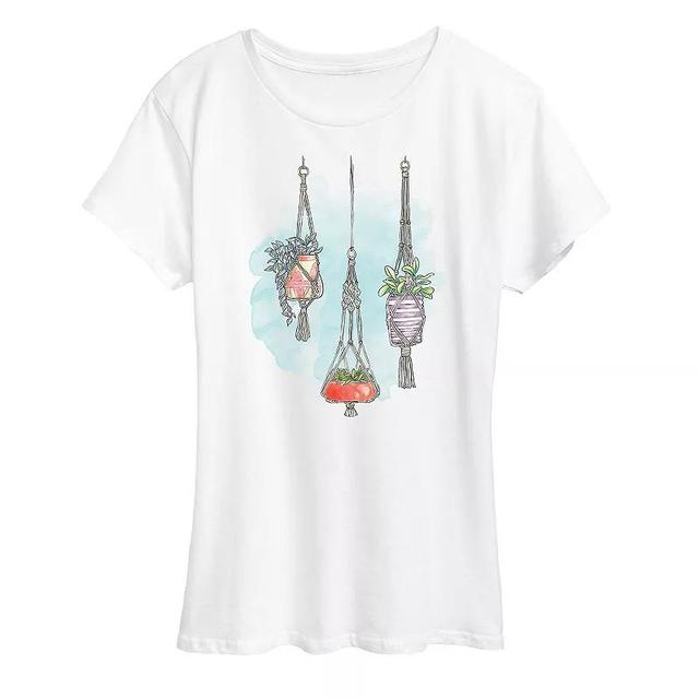 Womens Watercolor Macrame Planters Graphic Tee Product Image