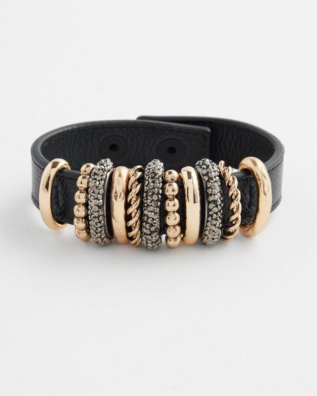 Mixed Metal Leather Bracelet   Chico's - Gold/Hemi - Women Product Image