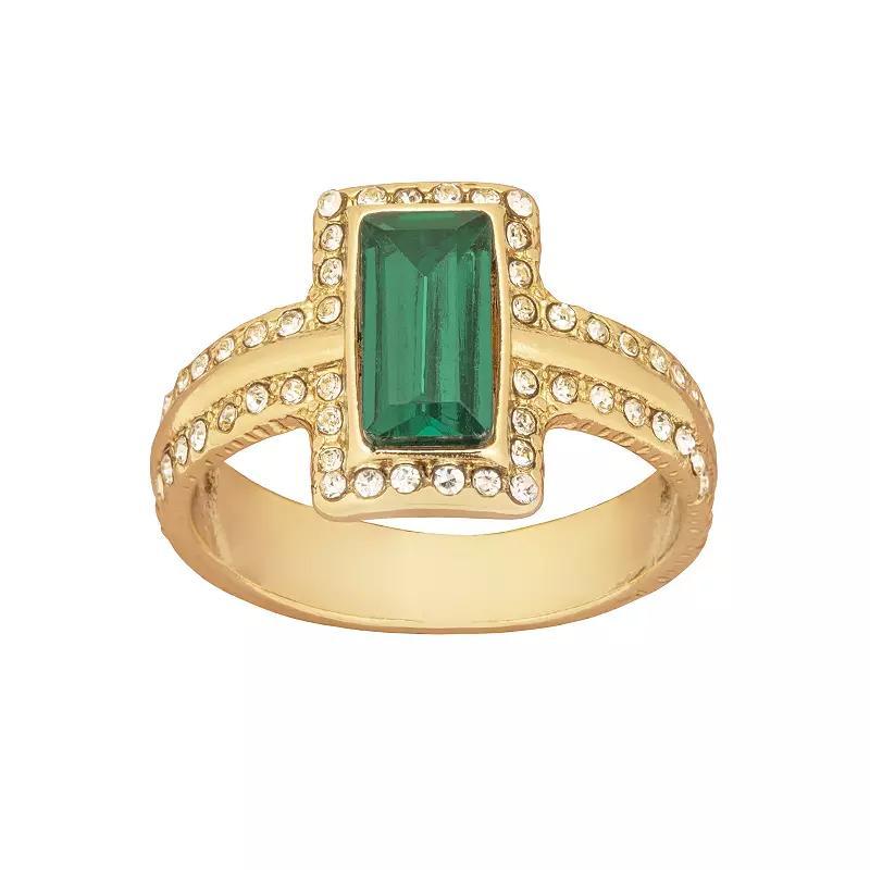 Emberly Green Glass Stone & Crystal Frame Ring, Womens Product Image