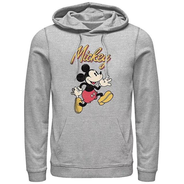 Mens Mickey Mouse Vintage Running Graphic Hoodie Athletic Grey Product Image