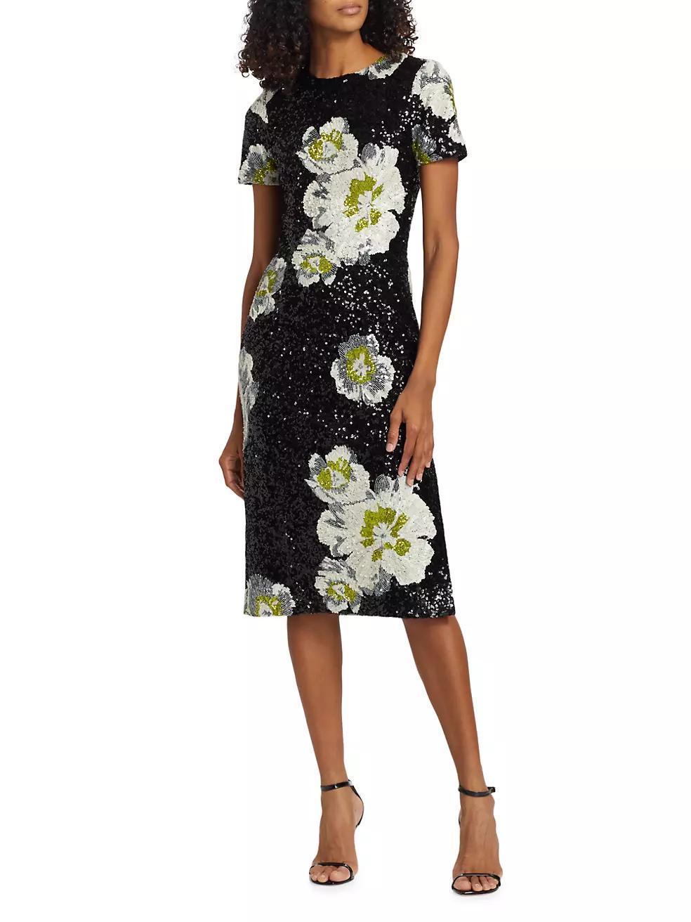 Floral Sequin Sheath Dress Product Image