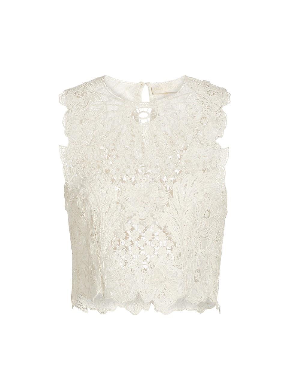 Womens Jael Floral Lace Cotton & Silk-Blend Crop Top Product Image