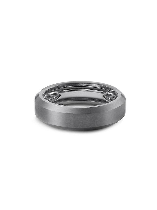 Mens Beveled Band Ring in Grey Titanium Product Image