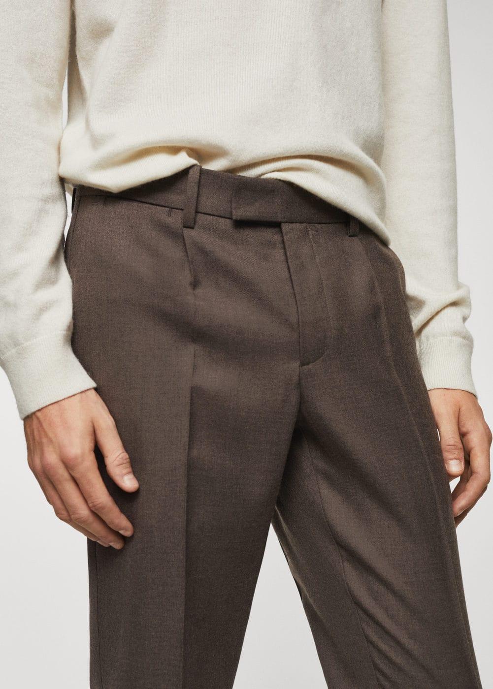 MANGO MAN - Pleat detail wool pants medium brownMen Product Image