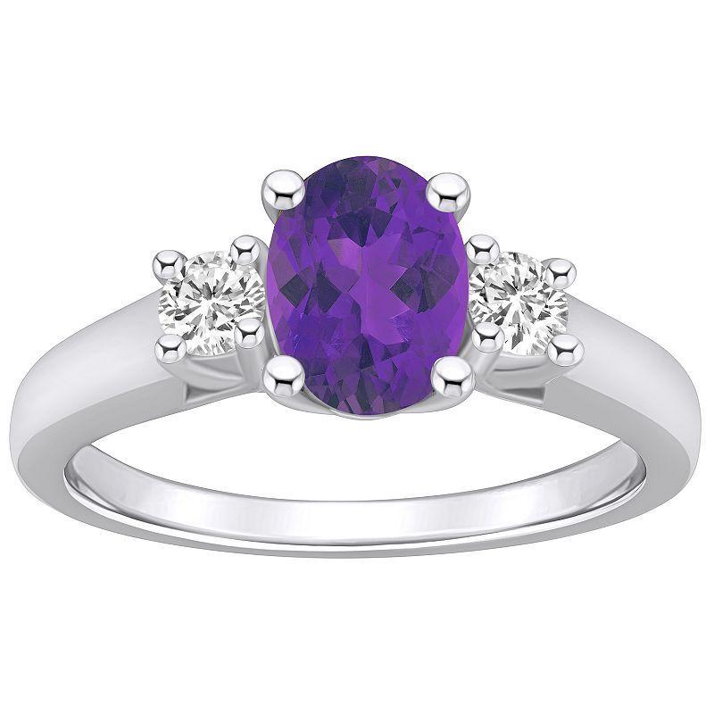 Alyson Layne 14k Gold Oval Cut Amethyst & 1/4 Carat T.W. Diamond Ring, Womens Purple Product Image