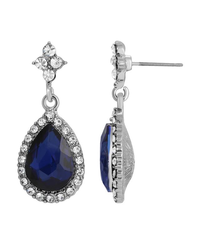 2028 Silver-Tone Blue Crystal Drop Earrings Product Image