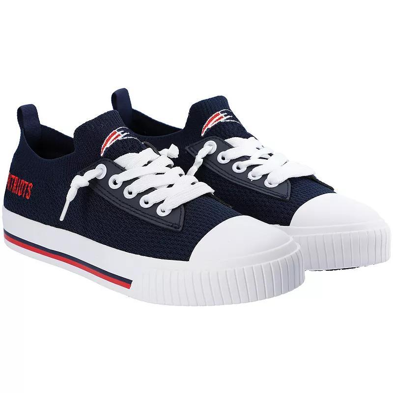 Womens FOCO New England Patriots Knit Canvas Fashion Sneakers Blue Product Image