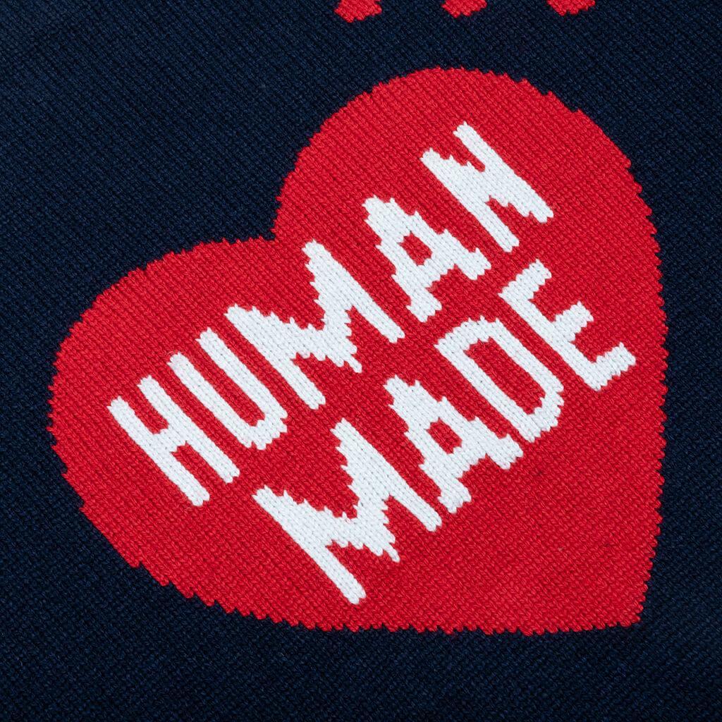 Heart Knit Sweater - Navy Male Product Image