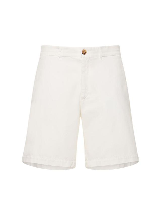 Dyed Cotton Bermuda Shorts In White Product Image