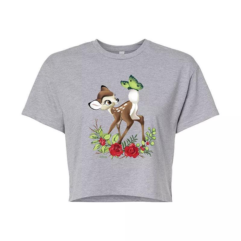 Disneys Bambi Womens Butterfly Cropped Tee, Girls Product Image